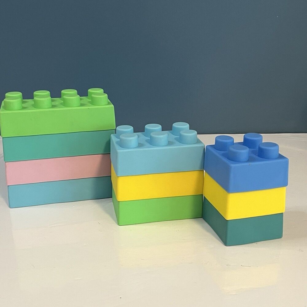 Infantino Soft Building Blocks Easy Hold Silicone Babies Toddlers 10 pc Stem Toy
